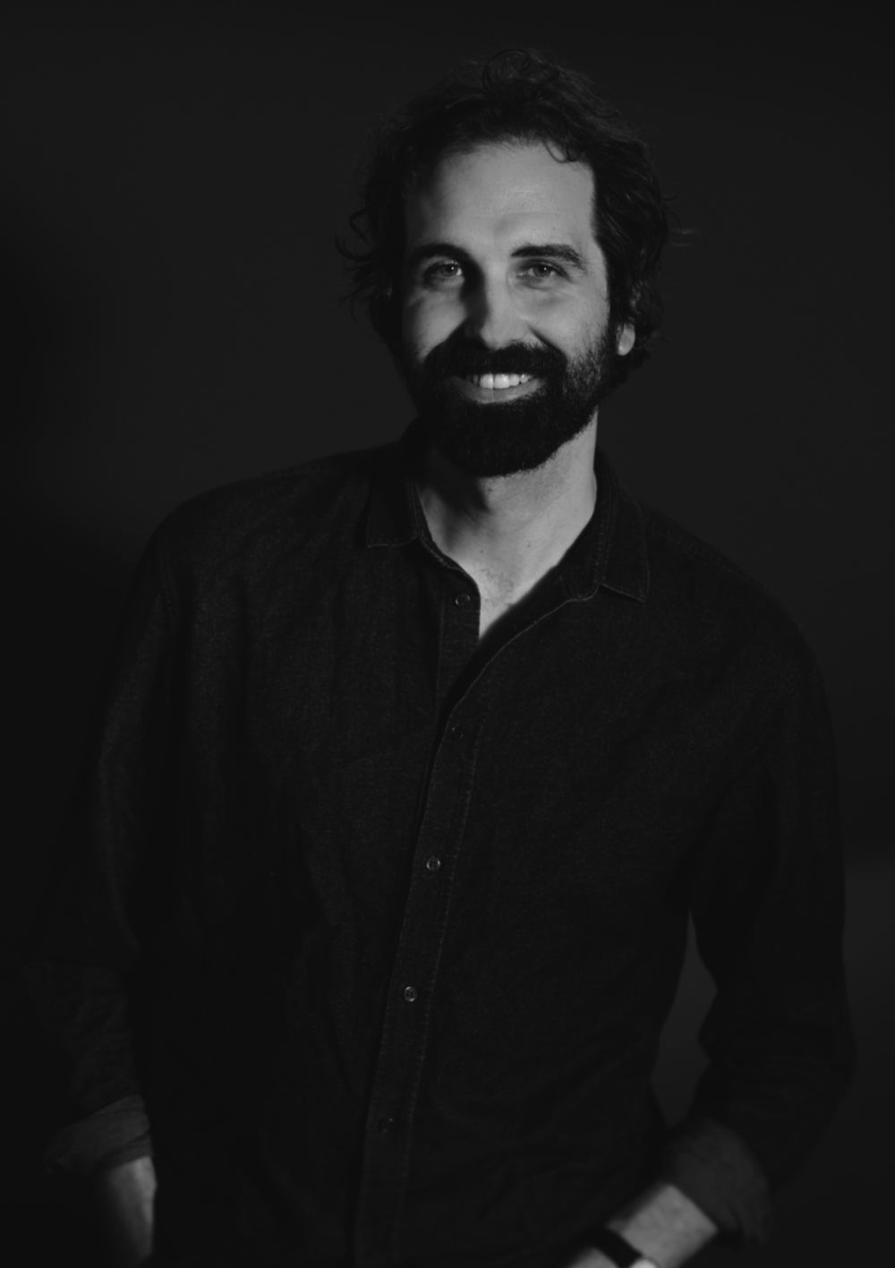 Black-and-white portrait of Andreas Moser