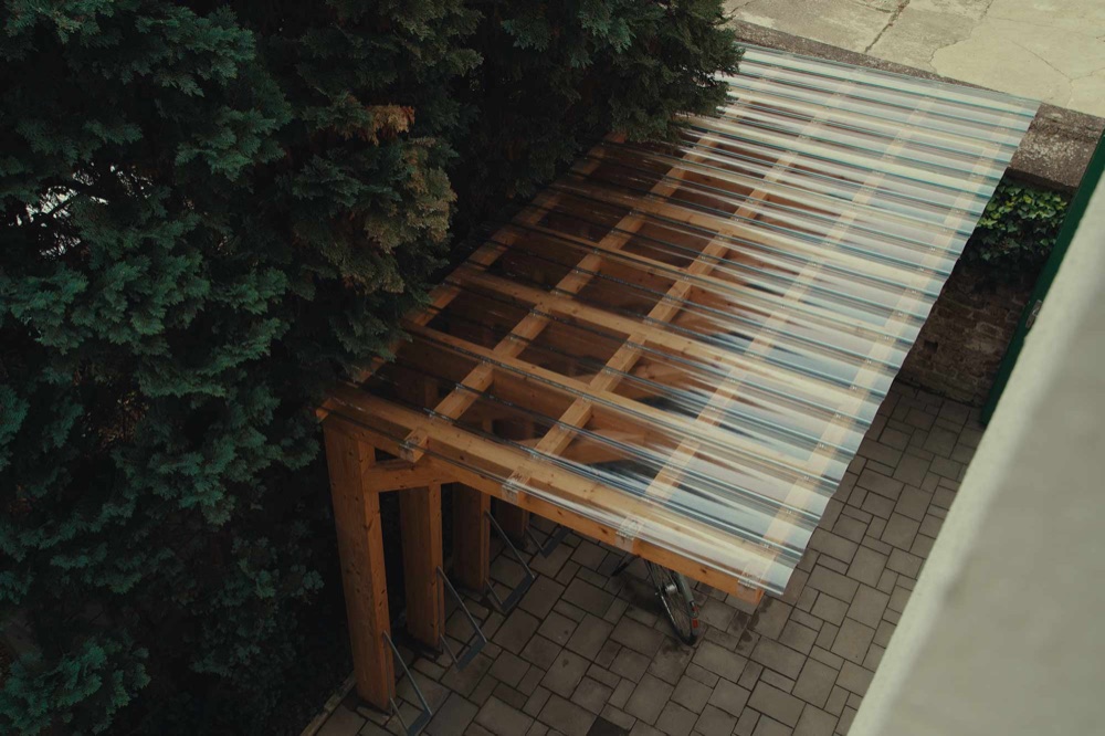 Ride + Park pavilion with bicycles