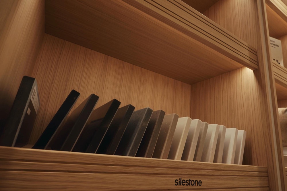 Material library in the Cosentino showroom, Munich